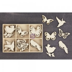 Laser Cut Wood Icons In A Box -Birds & Butterflies